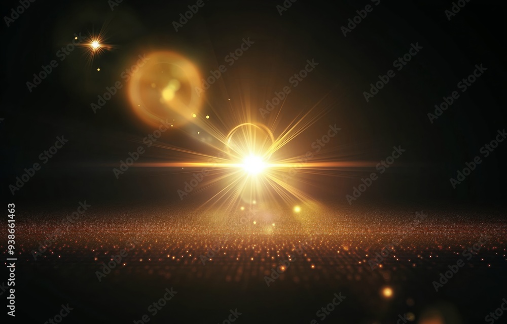 Fototapeta premium Dazzling Radiance with Golden Light Effect Over Dark Background