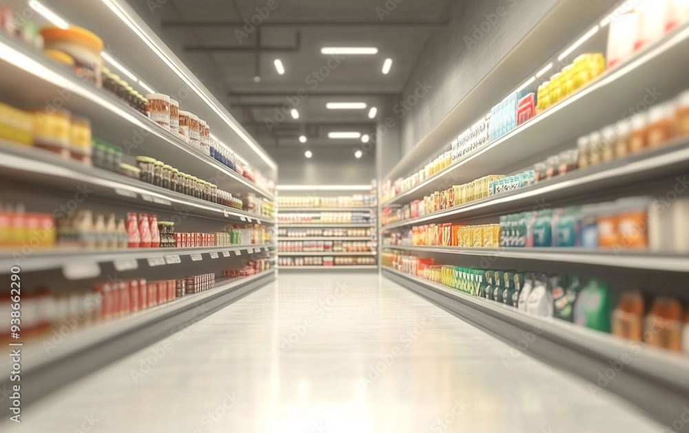 Blurry shopping shelves in supermarkets and department stores Blurry shopping shelves in supermarkets and department stores