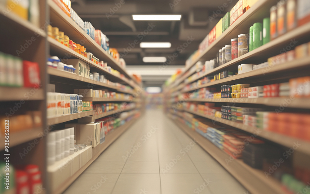 Blurry shopping shelves in supermarkets and department stores Blurry shopping shelves in supermarkets and department stores