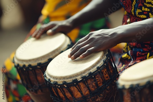 Wallpaper Mural Hands rhythmically striking African drums in a close-up shot, taken during a street festival celebration Torontodigital.ca