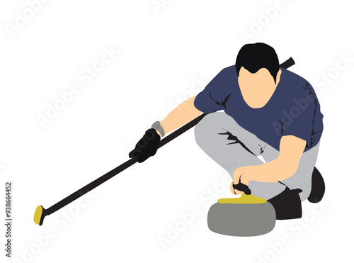 winter sports curling curler full isolated in white 