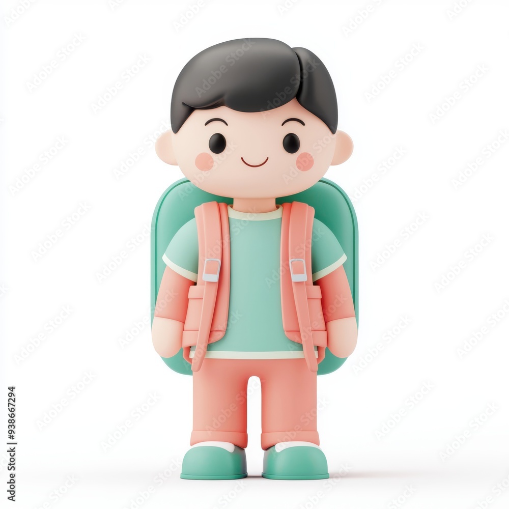 A cheerful cartoon character with a backpack, perfect for children's illustrations or educational materials. A cheerful cartoon character with a backpack, perfect for children's illustrations or educational materials.