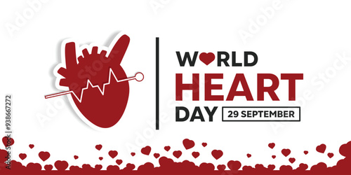World Heart Day. Heart and love. Great for cards, banners, posters, social media and more. White background.