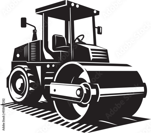 Road construction Road Roller silhouette vector illustration isolated on a white background