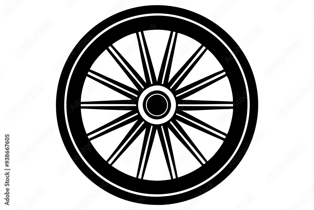 Obraz premium wagon wheel icon, wheel vector silhouette 