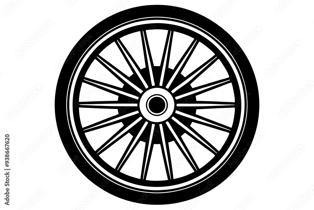 Fototapeta premium wagon wheel icon, wheel vector silhouette
