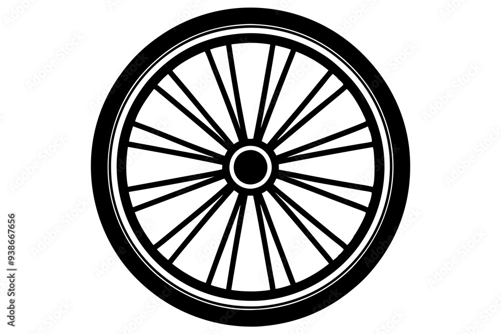 Fototapeta premium wagon wheel icon, wheel vector silhouette 