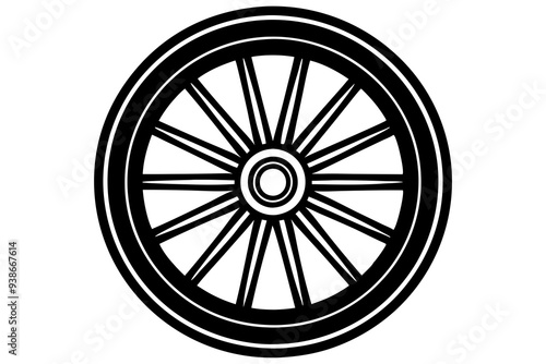 wagon wheel icon, wheel vector silhouette
