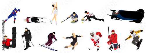 winter sports set collection full isolated on white