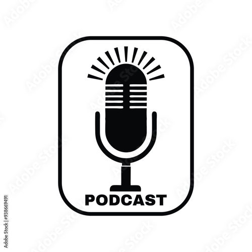 Vector silhouette of a microphone logo, ideal for podcasting and audio branding.