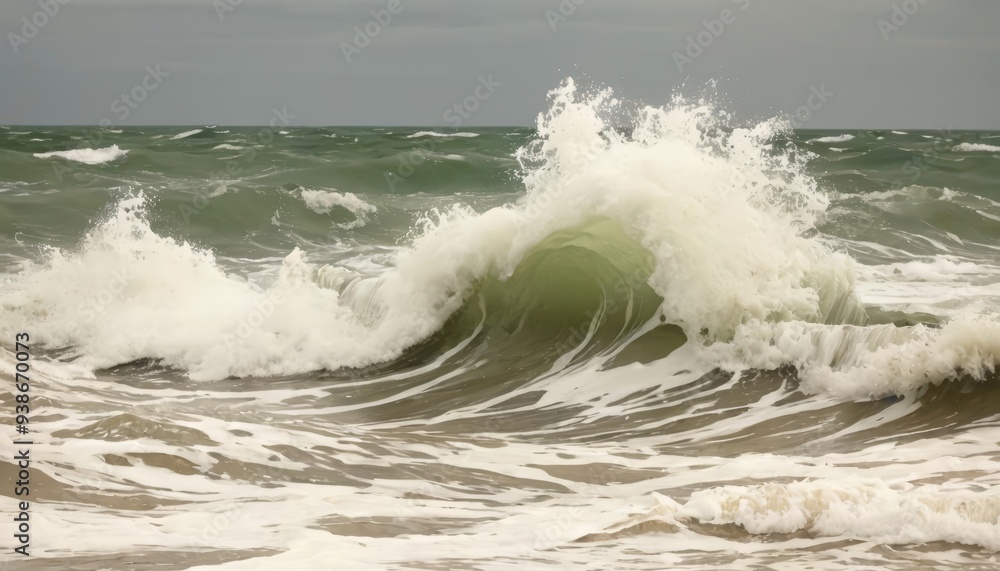 Obraz premium Powerful ocean wave perfect for adventure or naturethemed content