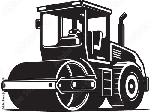 Road construction Road Roller silhouette vector illustration isolated on a white background