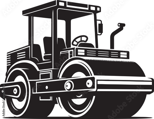 Road construction Road Roller silhouette vector illustration isolated on a white background