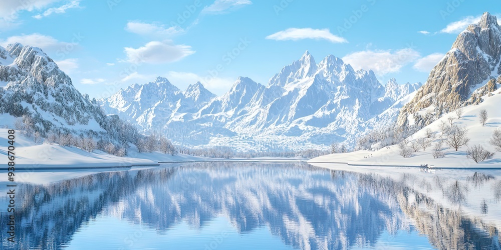 Enchanting anime-style winter wonderland featuring snow-capped mountains. Winter Marketing 2025, Seasonal Marketing, Fiction Story, Wallpaper, AI Generated Enchanting anime-style winter wonderland featuring snow-capped mountains. Winter Marketing 2025, Seasonal Marketing, Fiction Story, Wallpaper, AI Generated