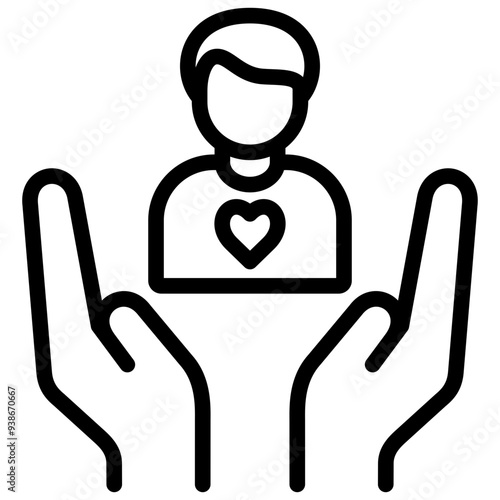 caring icon illustration design with outline