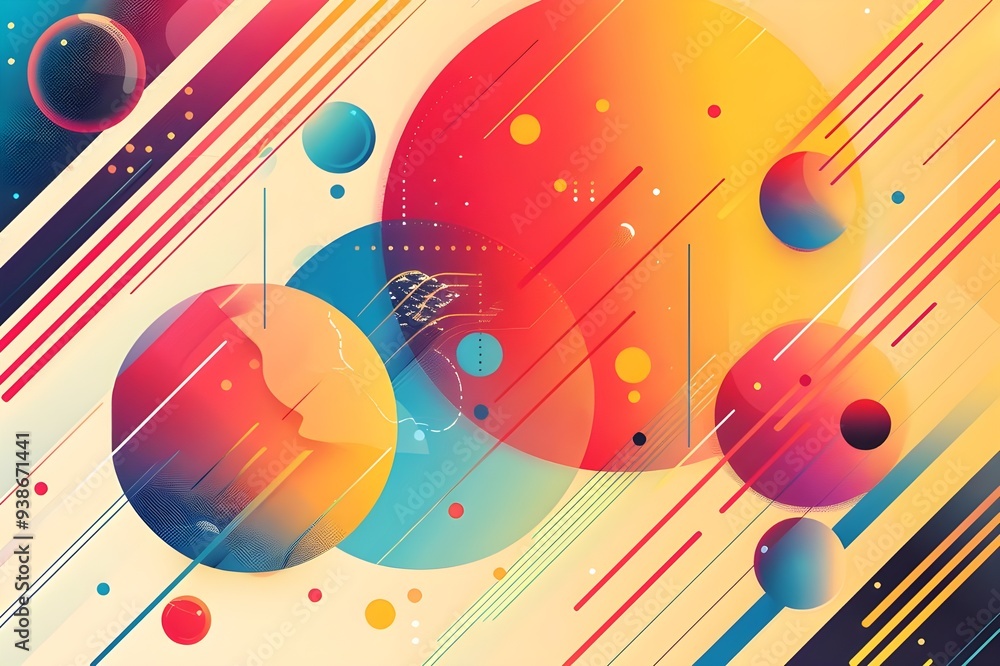 Abstract Art with Colorful Circles and Lines Abstract Art with Colorful Circles and Lines