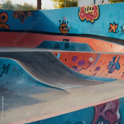 Wallpaper Mural graffiti on the walls of a skate park with a skateboard ramp Torontodigital.ca