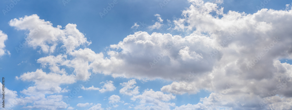 Fototapeta premium Panoramic view of unsurpassed beauty of the clouds in blue summer sky over northern Israel