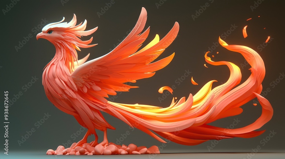 Fototapeta premium Mythical Phoenix Bird with Fire Tail