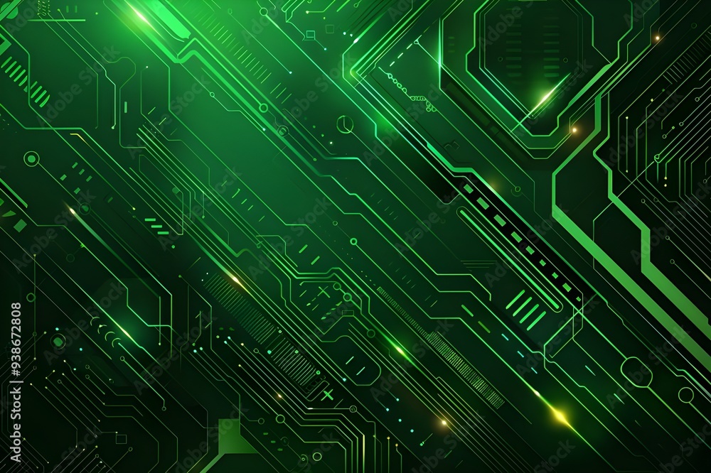 Abstract Futuristic Digital Green Circuitry Background Abstract Futuristic Digital Green Circuitry Background