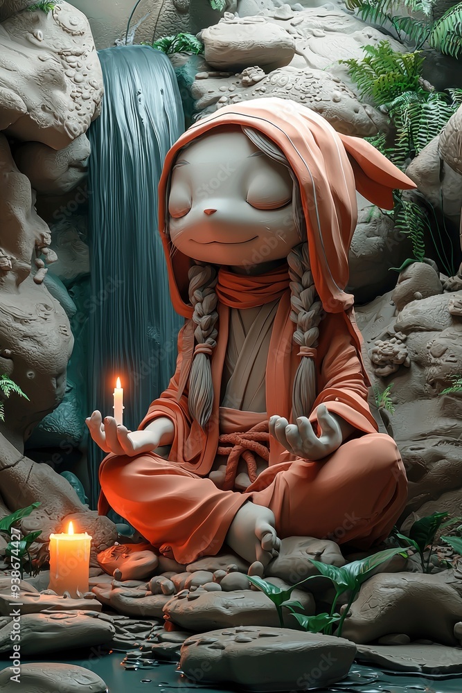 Tranquil Meditation by the Waterfall Tranquil Meditation by the Waterfall