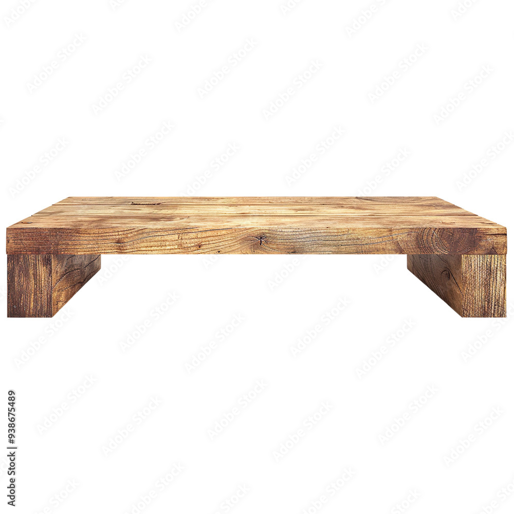 An empty wooden countertop display stand isolated on a transparent background An empty wooden countertop display stand isolated on a transparent background