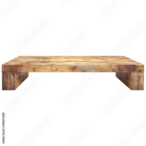 An empty wooden countertop display stand isolated on a transparent background