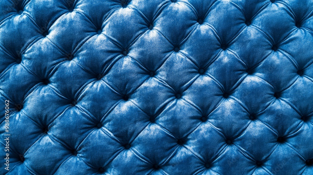 Blue Upholstery Fabric Texture with Diamond Pattern and Buttons Blue Upholstery Fabric Texture with Diamond Pattern and Buttons