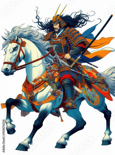 浮世絵（Ukiyoe）／侍（サムライ）　馬　騎馬	