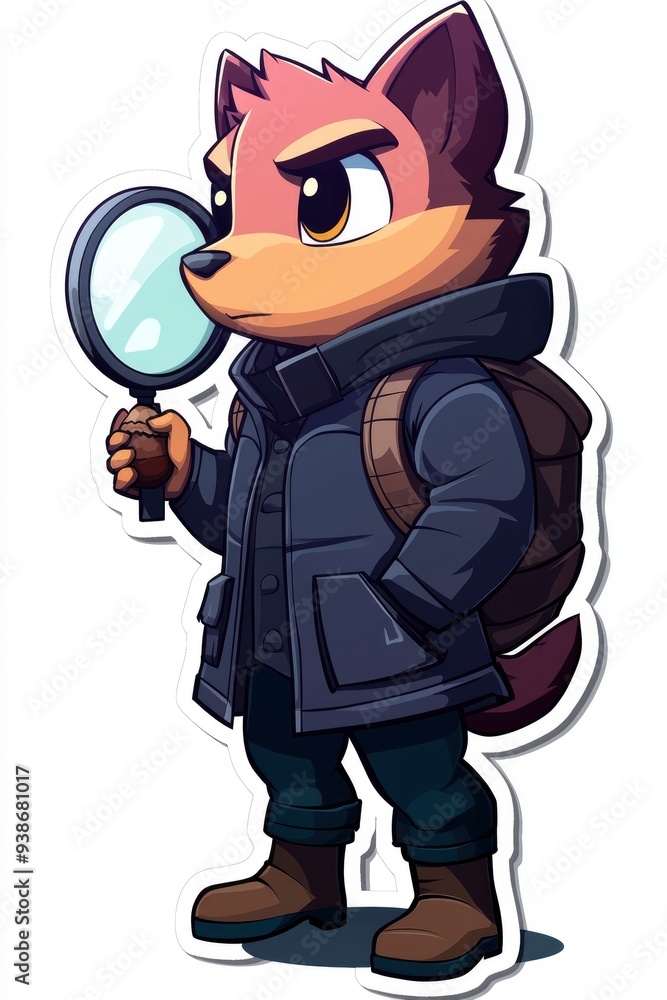 Cartoon Detective Dog Holding Magnifying Glass Cartoon Detective Dog Holding Magnifying Glass