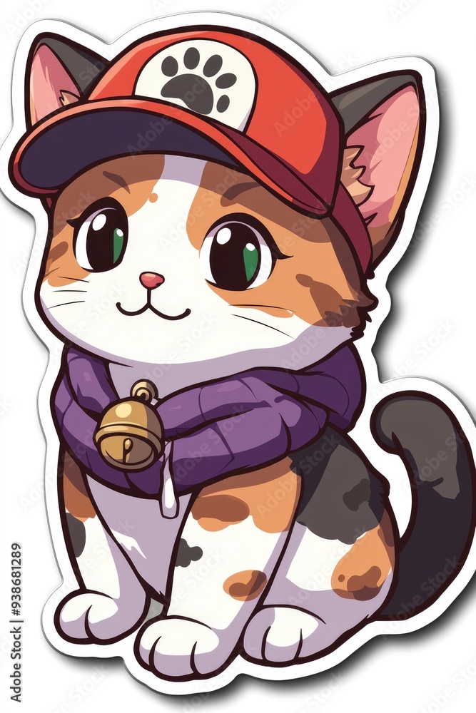 Cute Cartoon Cat with a Hat and Scarf Cute Cartoon Cat with a Hat and Scarf