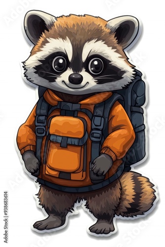 Cute Raccoon with Backpack Ready for Adventure