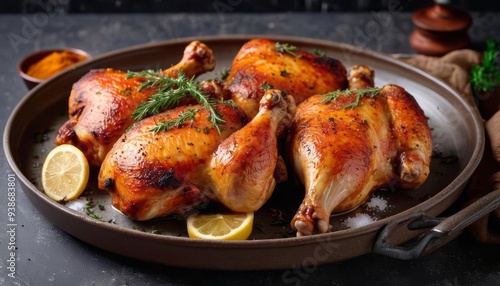  Deliciously roasted chicken ready to serve