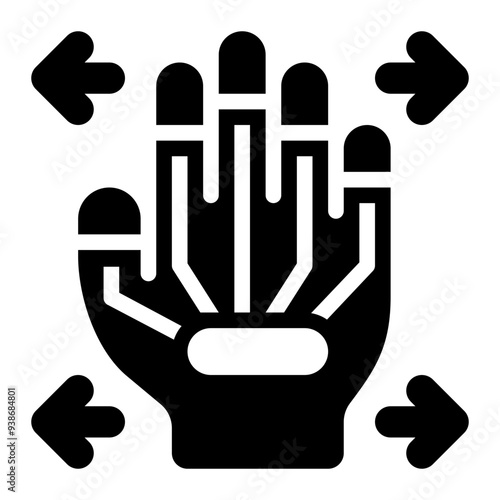 gesture control, hand control, wearable technology, wearable device, motion sensor, gesture recognition, smart glove solid or glyph icon