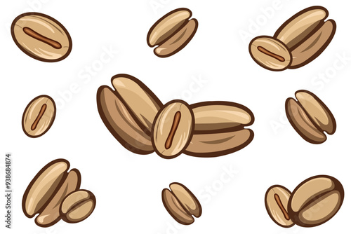 Abstract coffee bean wallpaper background light brown color on white background.