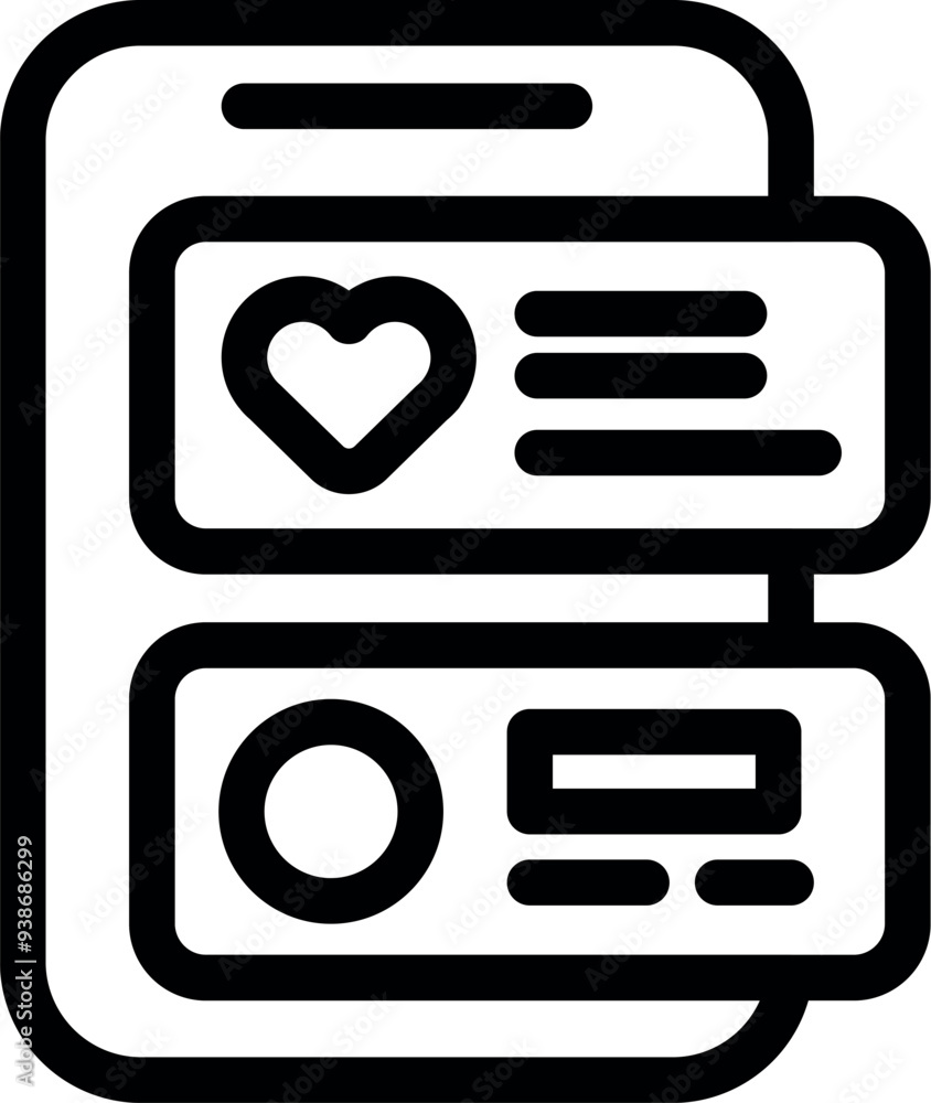 Simple vector icon of a smartphone displaying a dating app interface, with a heart icon representing love and relationships Simple vector icon of a smartphone displaying a dating app interface, with a heart icon representing love and relationships