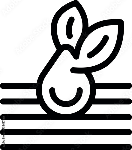 Line art icon of a water drop nourishing a growing plant, symbolizing irrigation and plant care