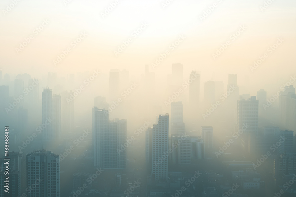 The appearance of air pollution behind the building The appearance of air pollution behind the building