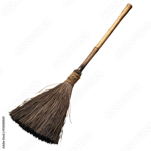 Wallpaper Mural A rustic traditional broom featuring a sturdy wooden handle and natural bristles. Ideal for sweeping, this tool combines functionality with a classic aesthetic, perfect for any home or garden. Torontodigital.ca