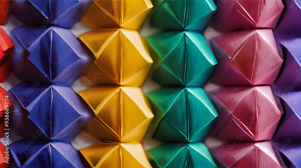 a many origami paper pieces arranged in a row a many origami paper pieces arranged in a row