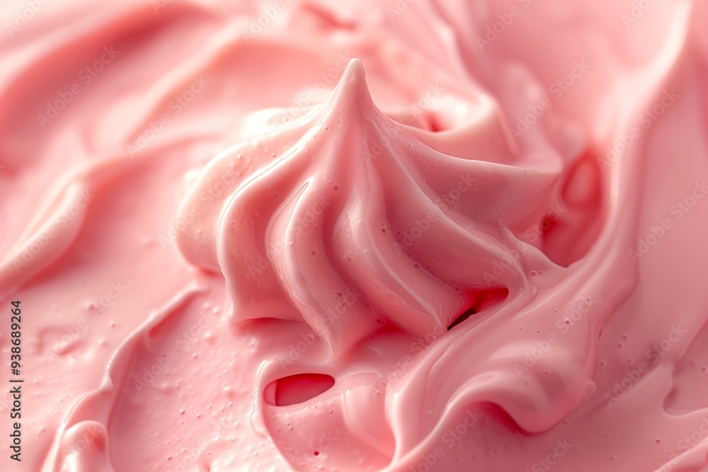 Close-Up of Light Pink Smoothie Cream with Smooth and Whipped Texture Close-Up of Light Pink Smoothie Cream with Smooth and Whipped Texture
