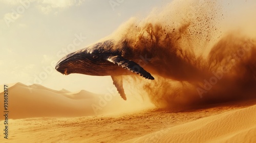 Whale Leaping Through Desert Sandstorm photo