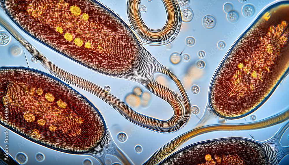 Obraz premium Protozoa seen under a microscope. high resolution image. copy space for information or text