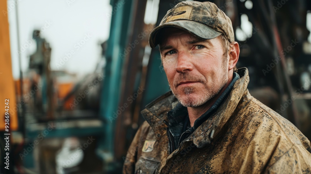 Portrait of Middle-Aged Oil Rig Worker Performing Maintenance Portrait of Middle-Aged Oil Rig Worker Performing Maintenance