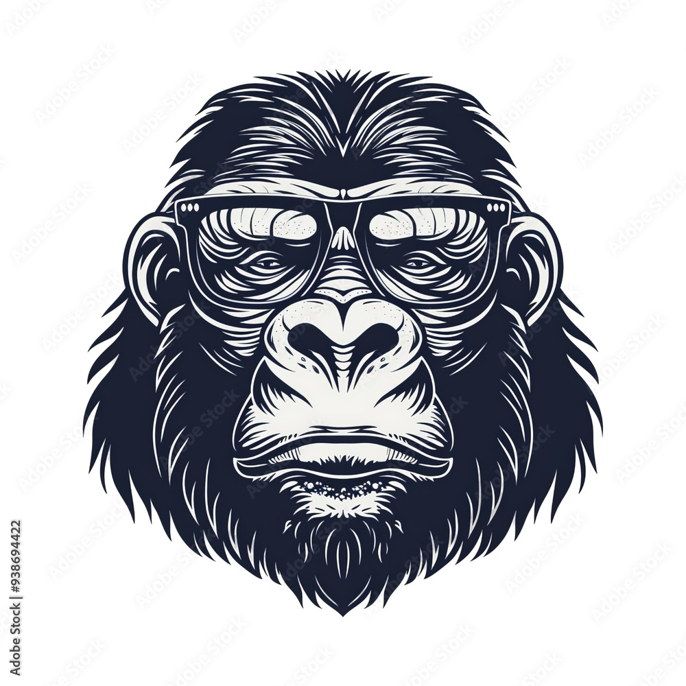 Obraz premium Gorilla in Glasses: A Vintage Illustration.