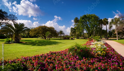 Park with lots of trees and flowers