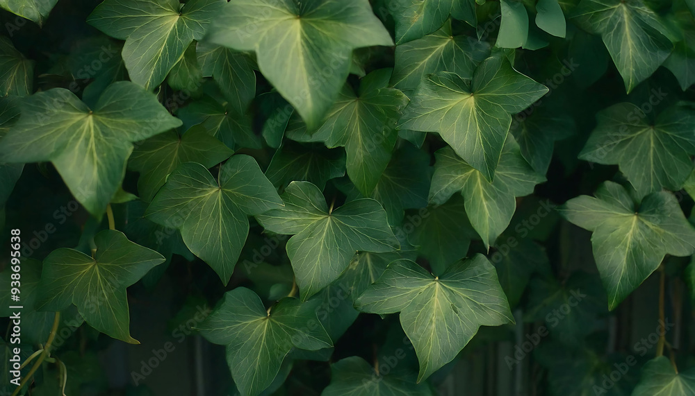 Green leaves on a wall Green leaves on a wall