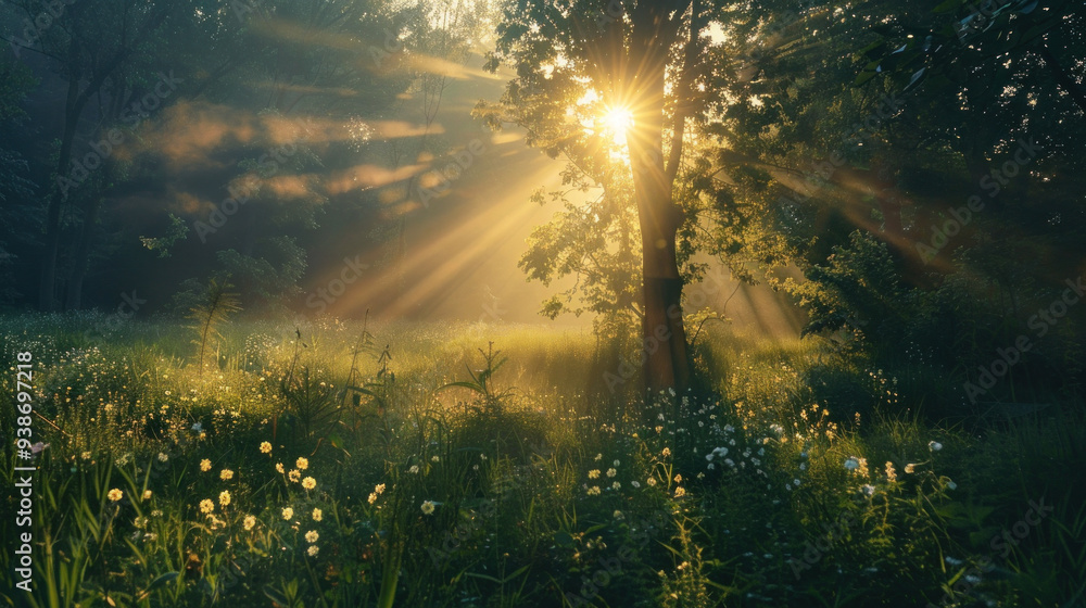 Fototapeta premium The first light of the morning sun
