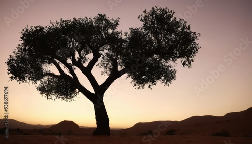  Serenity in the desert A lone tree at sunset