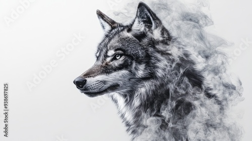 Wolf Portrait with Smoky Haze